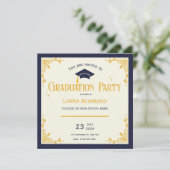Witte Gouden Vintage Afstudeerfeest Plat Kaart (Staand voorkant)