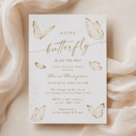 Witte Gouden Vlinder Baby Shower Kaart