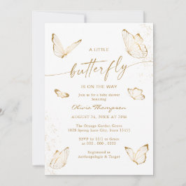 Witte Gouden Vlinder Baby Shower Kaart