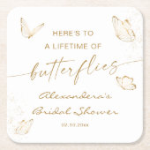 Witte Gouden Vlinder Bruidsaangifte Ontvangst Kartonnen Onderzetters (Voorkant)