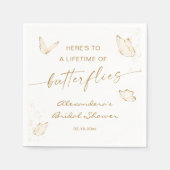 Witte Gouden Vlinder Bruidsdouche Servet (Voorkant)