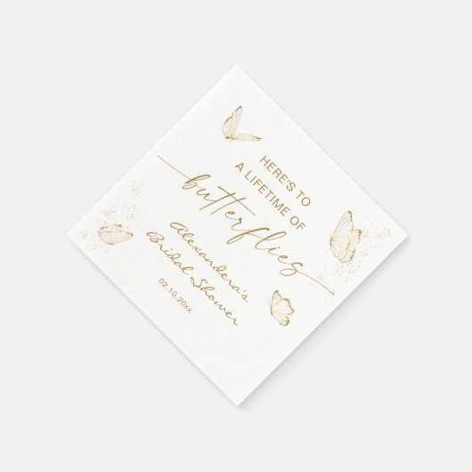 Witte Gouden Vlinder Bruidsdouche Servet (Hoek)