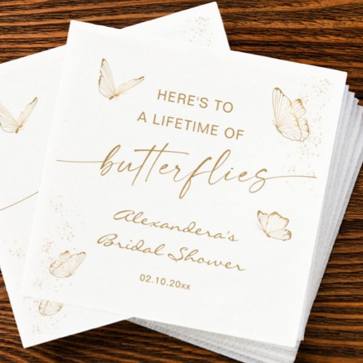 Witte Gouden Vlinder Bruidsfeest Servet