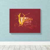 Witte Gouden Waterval Canvas Print (Insitu (Houten vloer))