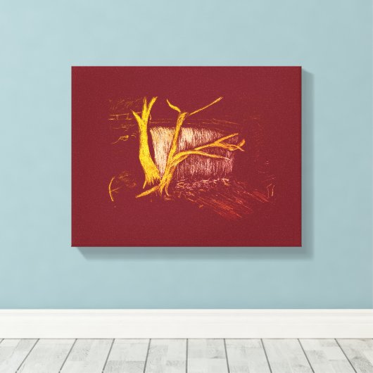 Witte Gouden Waterval Canvas Print (Insitu (Houten vloer))