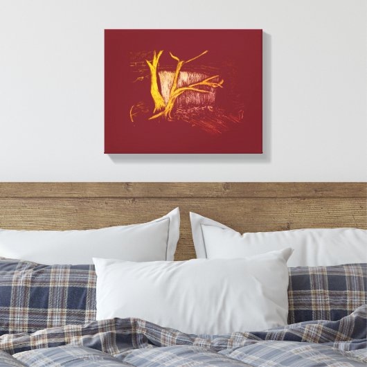 Witte Gouden Waterval Canvas Print (Insitu (Slaapkamer))