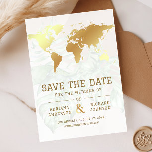 Witte Gouden Wereldkaart Trouw Save the Date Acryl Uitnodigingen