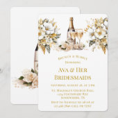 Witte Gouden Wijn Glas Champagne Brunch & Bubbly Kaart (Voorkant / Achterkant)