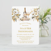 Witte Gouden Wijn Glas Champagne Brunch & Bubbly Kaart (Staand voorkant)