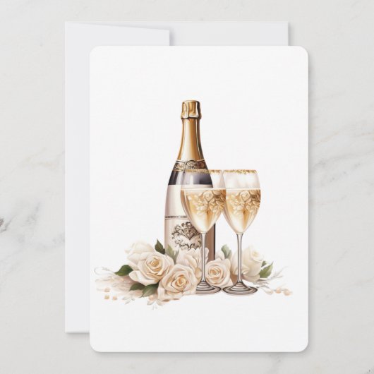 Witte Gouden Wijn Glas Champagne Brunch & Bubbly Kaart (Achterkant)