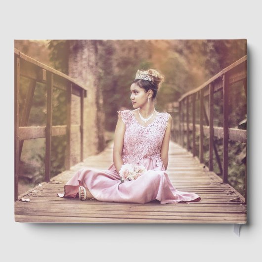 Witte Gouden Winter Bloemen Quinceanera Gastenboek (Achterkant)