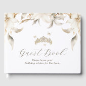 Witte Gouden Winter Bloemen Quinceanera Gastenboek (Voorkant)