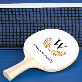 Witte goudfamilie monogram naam laurel poot tafeltennisbatje