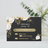 witte goudflorzwarte RSVP-kaart RSVP Kaartje (Staand voorkant)