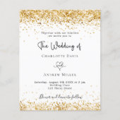 Witte goudglitter-bruidskous huwelijksuitnodiging (Voorkant)