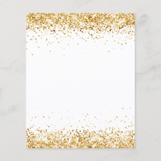 Witte goudglitter-bruidskous huwelijksuitnodiging flyer (Achterkant)