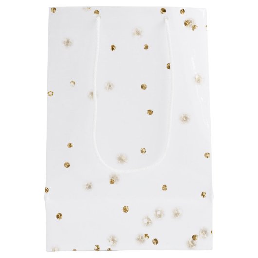 Witte goudglitter confetti spargel medium cadeauzakje (Achterkant)