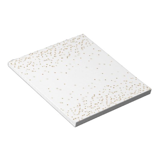 Witte goudglitter confetti spargel notitieblok (Schuin)