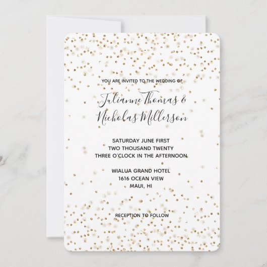 Witte goudglitter confetti sparkle Weddenschap   Kaart (Voorkant)