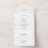Witte goudglitter elegant bruiloft rsvp all in one uitnodiging (Binnen)