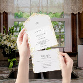 Witte goudglitter elegant bruiloft rsvp all in one uitnodiging