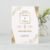 Witte goudglitter elegant huwelijksuitnodiging kaart (Staand voorkant)
