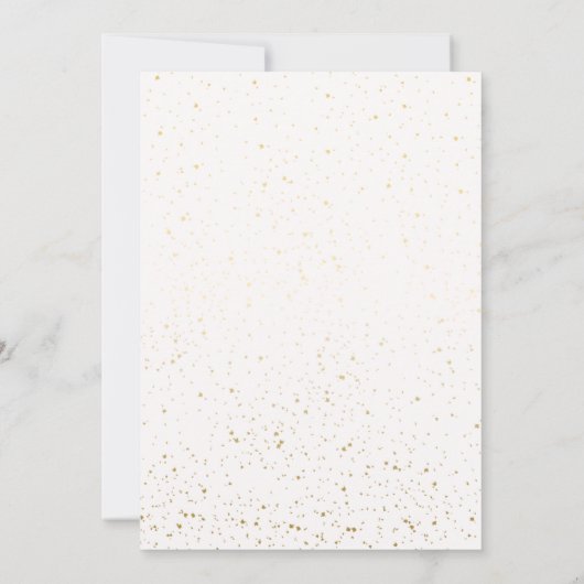 Witte goudglitter elegant huwelijksuitnodiging kaart (Achterkant)