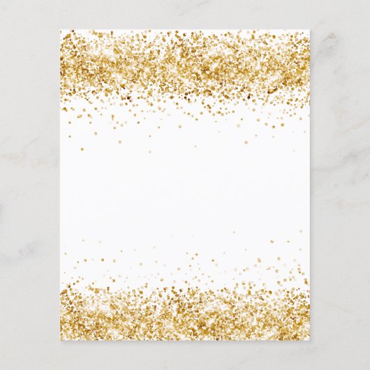 Witte goudglitter verjaardagsbudgetuitnodiging flyer (Achterkant)