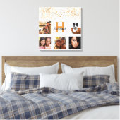 Witte goudglittermonogram fotocollage canvas afdruk (Insitu (Slaapkamer))