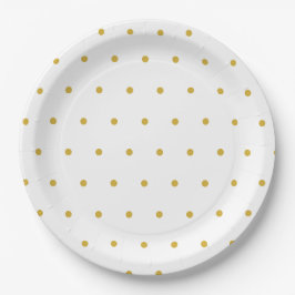 Witte goudkleurige polka stippen papieren bordje