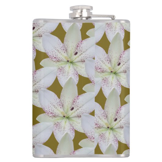 Witte goudkorenbloem, persoonlijke naam heupfles (Achterkant)