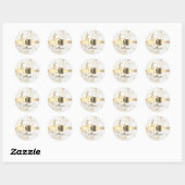 Witte & goudmarmer Gold Box Zwarte naam & Monogram Ronde Sticker (Vel)