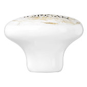 Witte/goudmarmer, goudbalk, zwarte naam en monogra keramische knop (Zijkant)