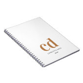 Witte goudmonogram initialen elegant minimalistisc notitieboek (Rechterzijde)