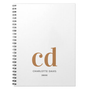 Witte goudmonogram initialen elegant minimalistisc notitieboek