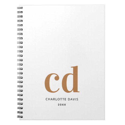 Witte goudmonogram initialen elegant minimalistisc notitieboek (Voorkant)