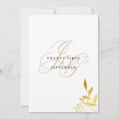 Witte goudmonogram initialen glazuur bruiloft kaart (Achterkant)