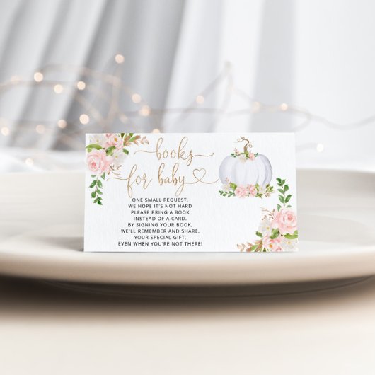 Witte, goudpompoenboeken voor herfst voor baby informatiekaartje