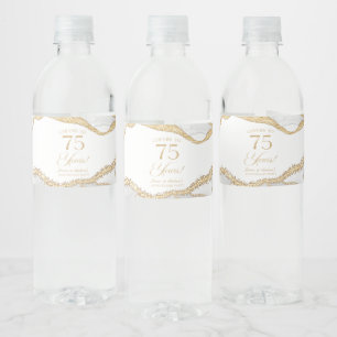 Witte Goudse Agaten 75e Huwelijksjubileum Feest Waterfles Etiket