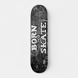 Witte graffiti op zwarte plaat van schaats persoonlijk skateboard