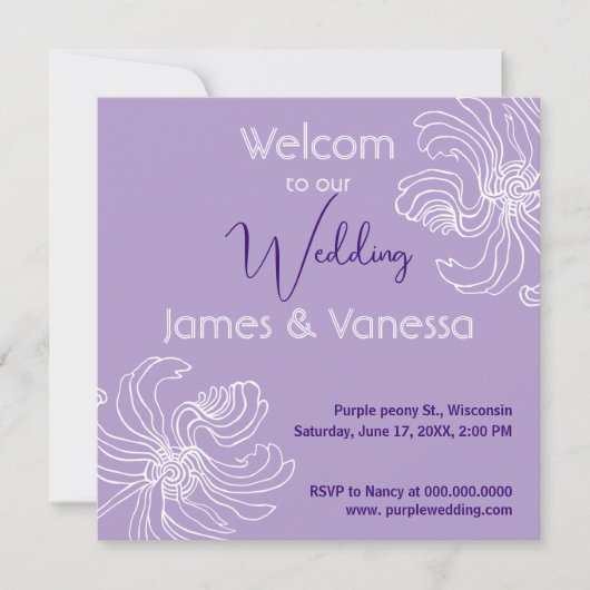 Witte grafische pioen. kaart (Voorkant)