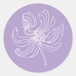 Witte grafische pioen. ronde sticker