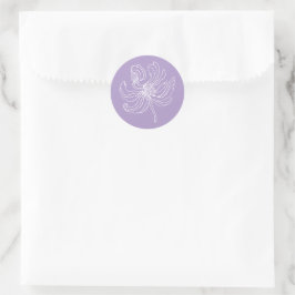 Witte grafische pioen. ronde sticker