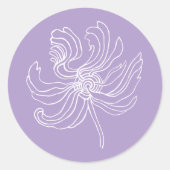 Witte grafische pioen. ronde sticker (Voorkant)