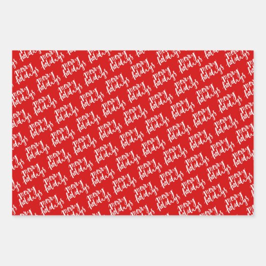 Witte grafische pokadots en strepen op rood en gro inpakpapier vel (Voorkant)