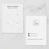 WITTE GRAY TERRAZZO 2 STUD EARRING DISPLAY CARD VISITEKAARTJE (Voorkant / Achterkant)