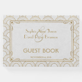 Witte Great Gatsby Art Deco Gouden Bruiloft Gastenboek