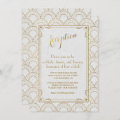Witte Great Gatsby Art Deco Gouden Ontvangst Kaart (Voorkant / Achterkant)