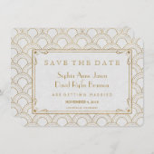 Witte Great Gatsby Art Deco Gouden Save The Date (Voorkant / Achterkant)