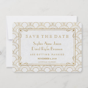 Witte Great Gatsby Art Deco Gouden Save The Date
